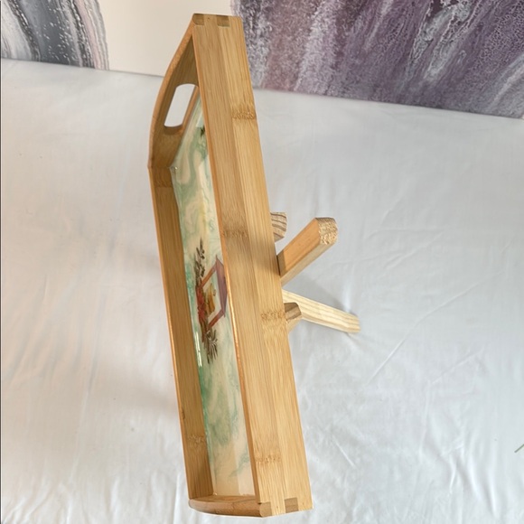 SERVING TRAY- with handles-  light wooden Festive Design - Picture 8 of 11